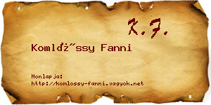 Komlóssy Fanni névjegykártya